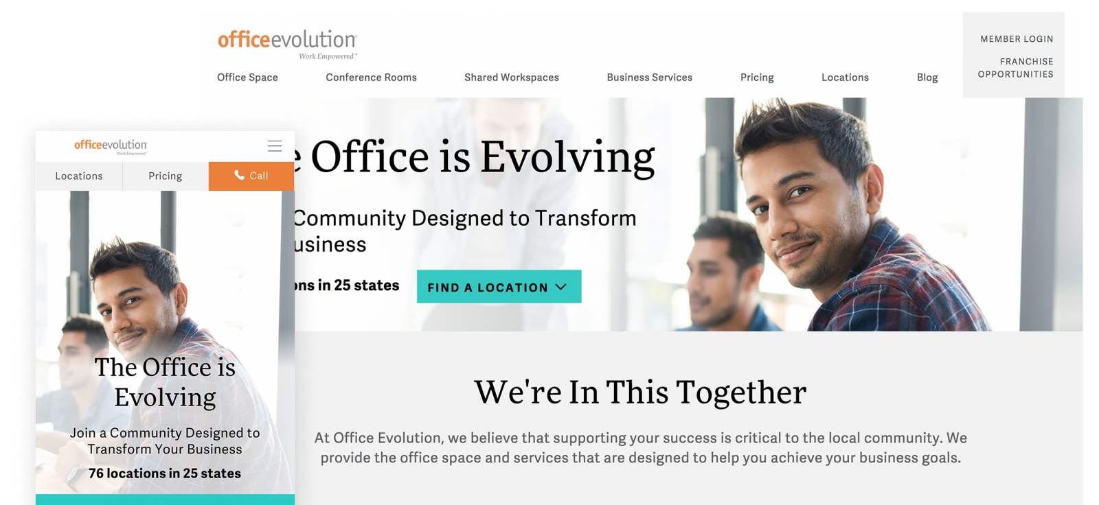 office evolution website screenshots