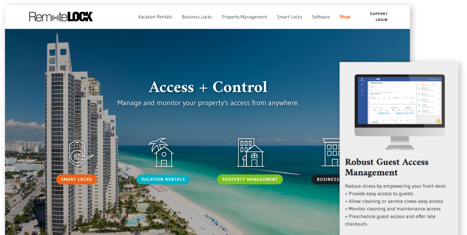 RemoteLock website on desktop and mobile devices