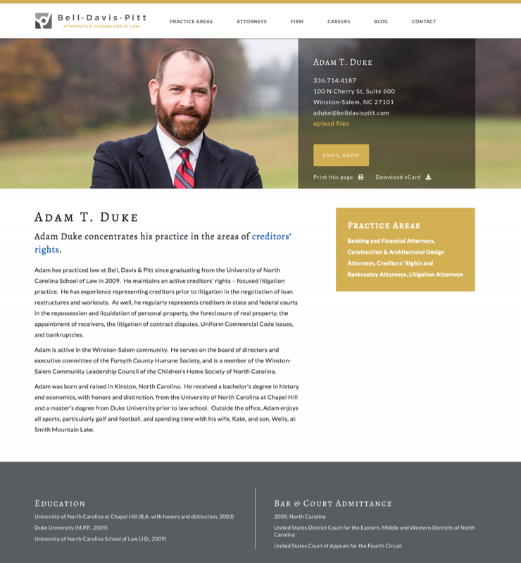 Adam T. Duke Bell, Davis & Pitt Profile Page