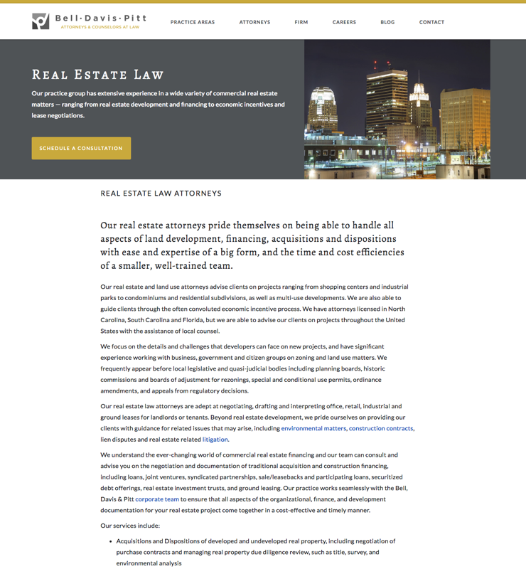 Bell, Davis & Pitt Real Estate Law Screenshot